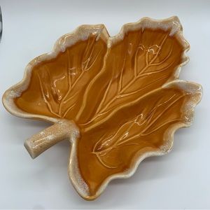 Orange Leaf Divided Dish Made in USA
